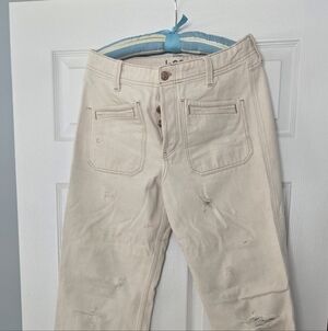 Free People Go Easy Bootcut High Rise Jeans  Oak (Cream) Distressed Size 29